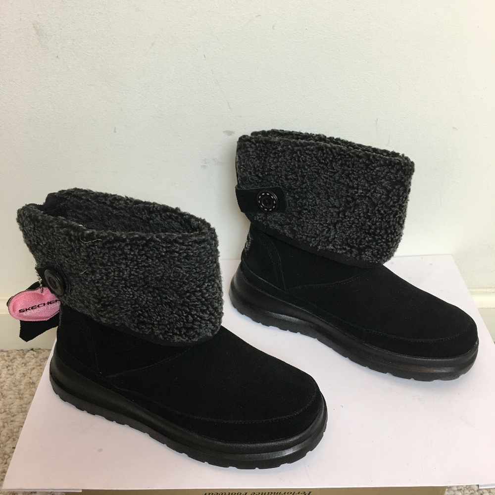 NEW Skechers Womens Boots 5 Suede Leather Black